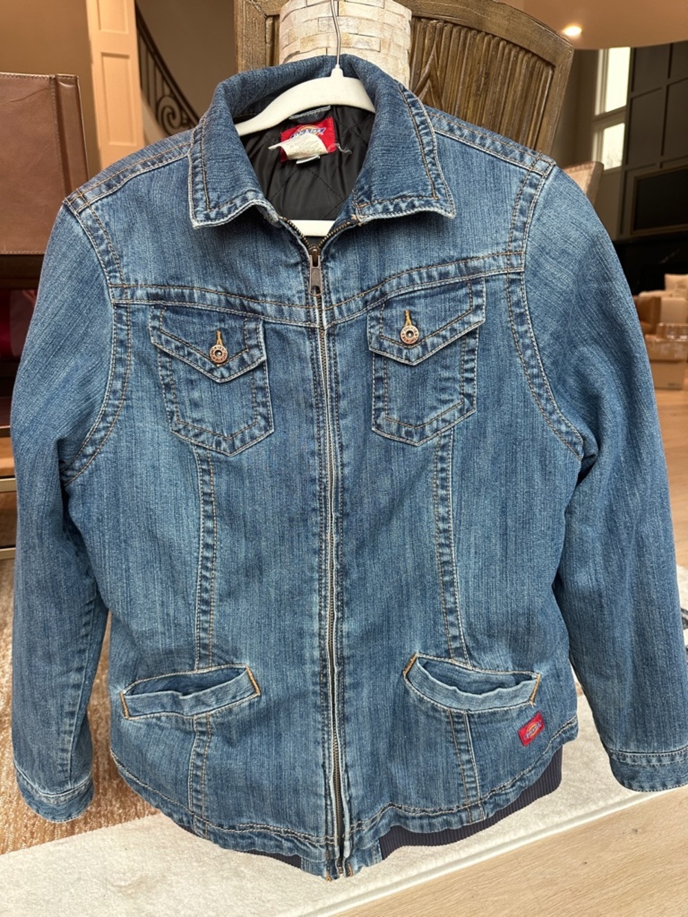 VINTAGE Dickies Blue Denim Zip Jacket Y2K